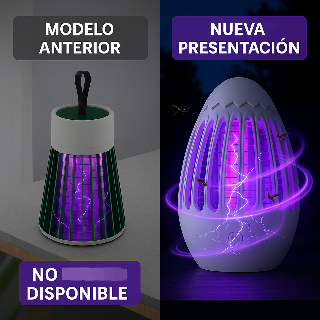 Lámpara atrapamosquitos eléctrica portátil – con Luz UV, Silenciosa y sin químicos