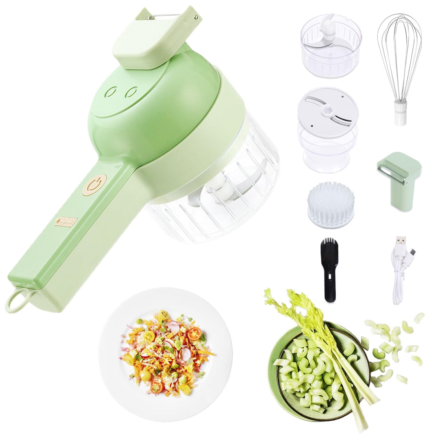✨ Picador de Verduras Eléctrico 5-en-1 🔋🍖🥦