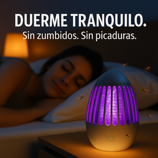 Lámpara atrapamosquitos eléctrica portátil – con Luz UV, Silenciosa y sin químicos