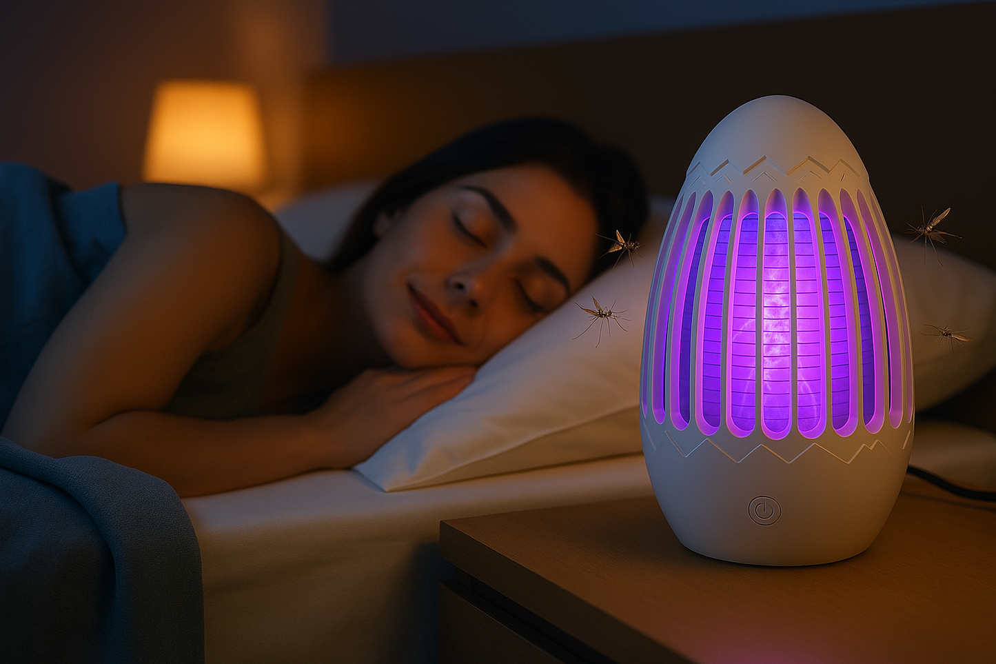 Lámpara atrapamosquitos eléctrica portátil – con Luz UV, Silenciosa y sin químicos