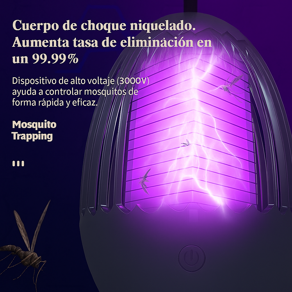 Lámpara atrapamosquitos eléctrica portátil – con Luz UV, Silenciosa y sin químicos