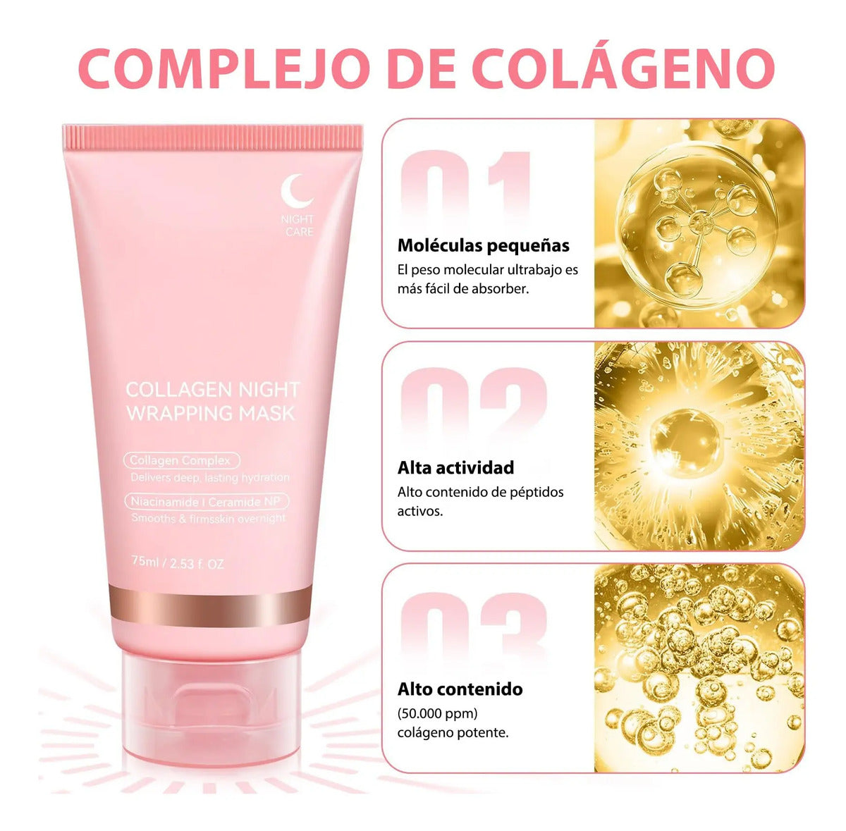 Mascarilla Facial de Colágeno Hidratante Nocturna – Piel Firme y Radiante