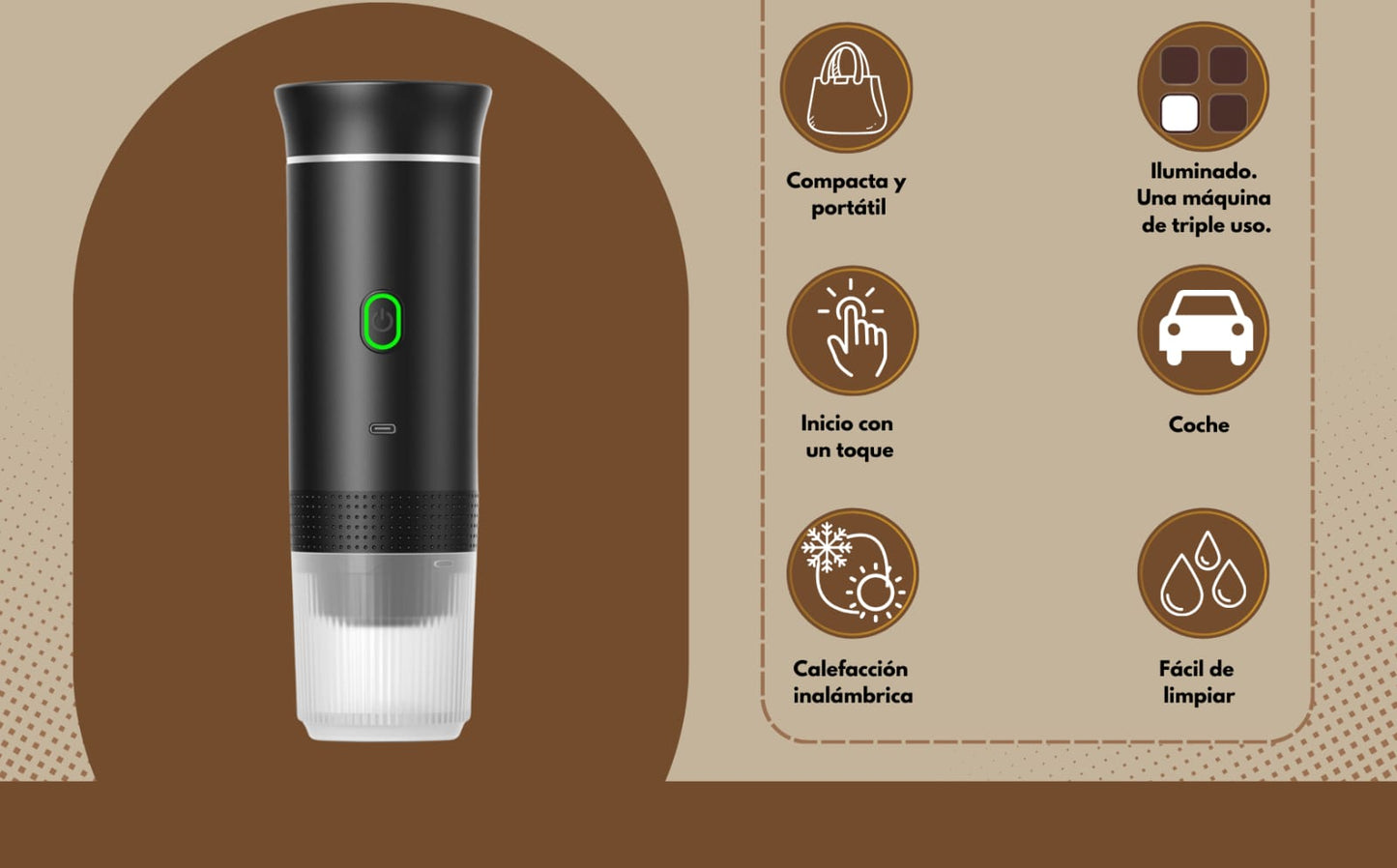 Cafetera portátil 3 en 1 compatible con Nespresso y Dolce Gusto☕
