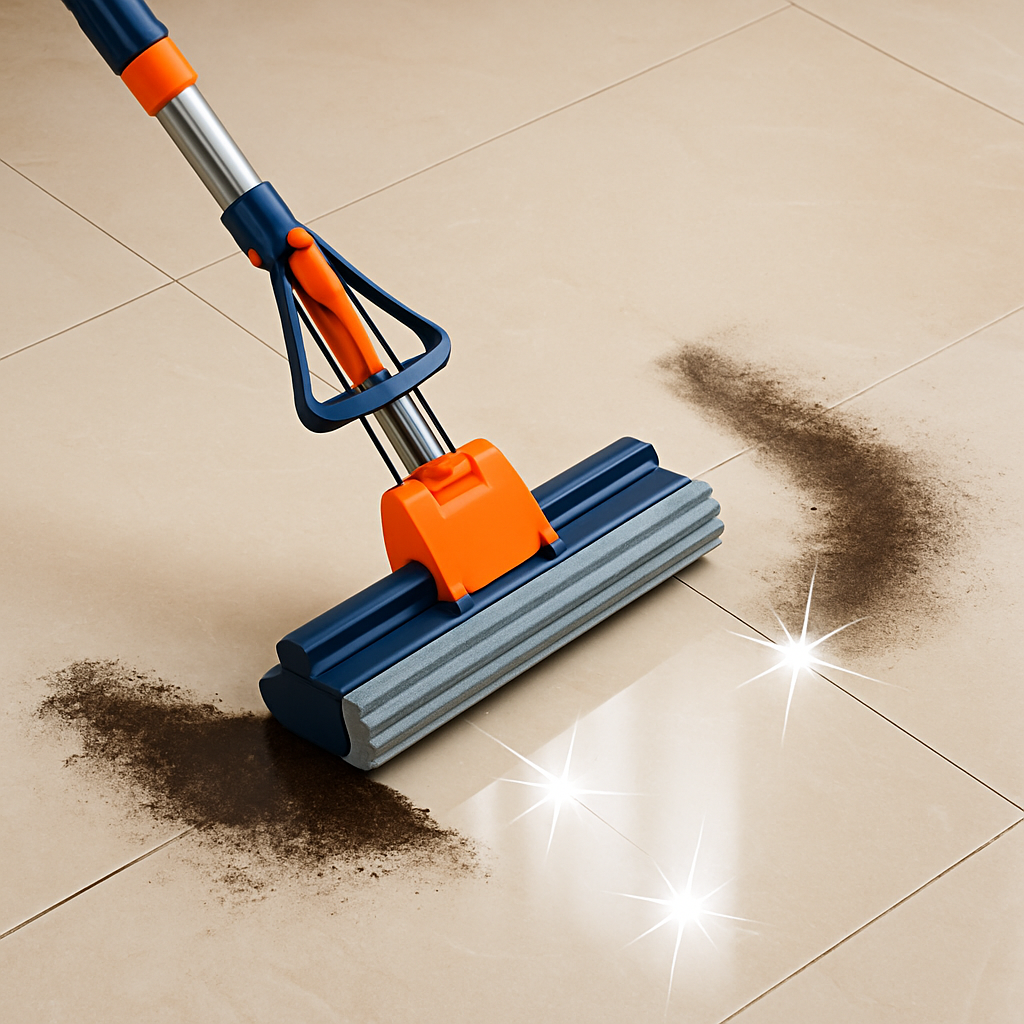 Trapeador Mágico Escurridor con Mango Extensible y Esponja Súper Absorbente – Ideal para Todo Tipo de Pisos
