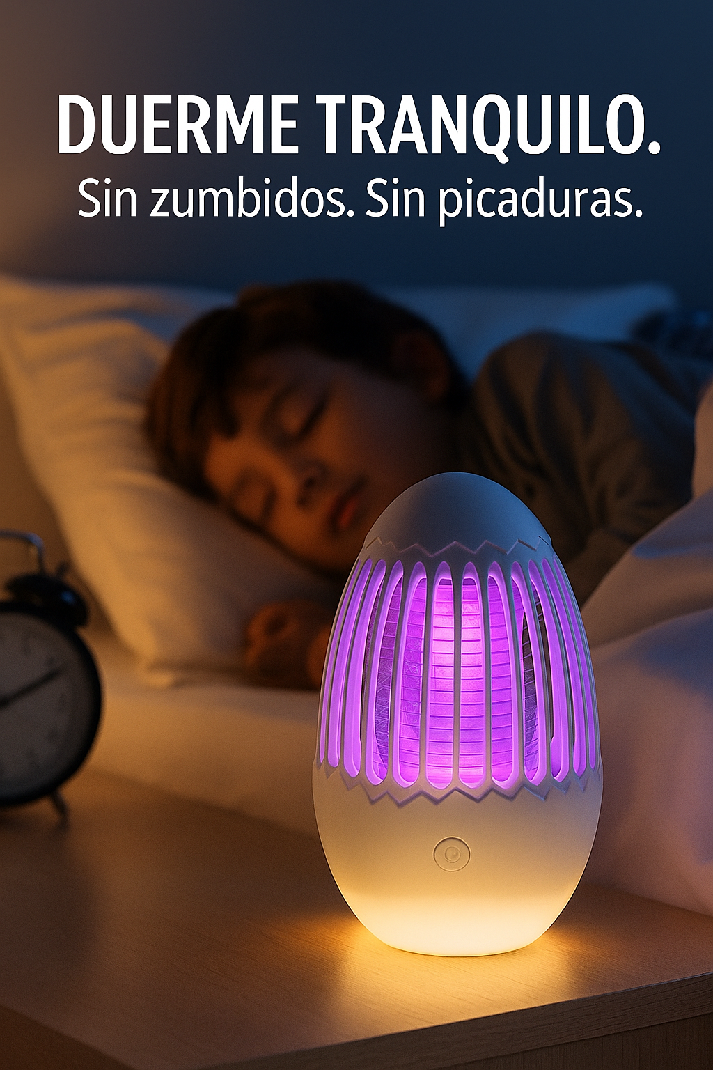 Lámpara atrapamosquitos eléctrica portátil – con Luz UV, Silenciosa y sin químicos