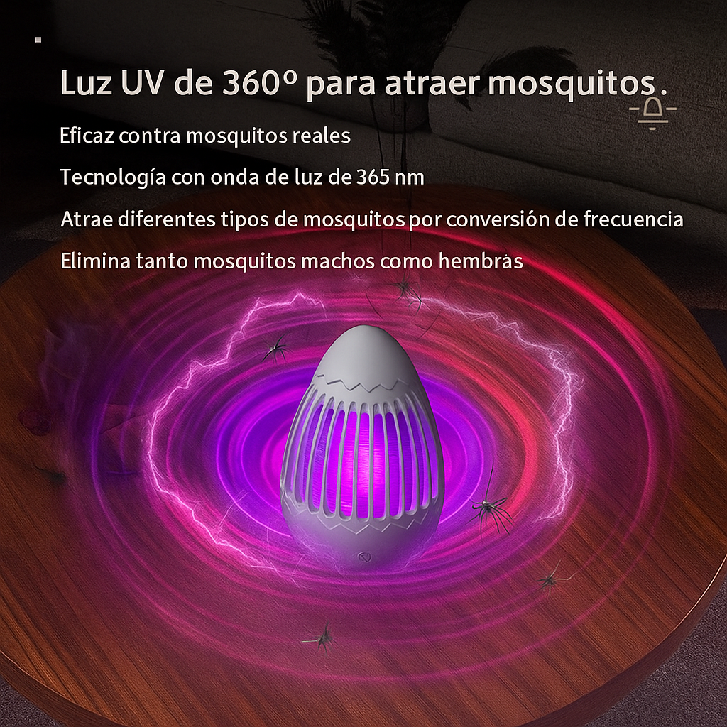 Lámpara atrapamosquitos eléctrica portátil – con Luz UV, Silenciosa y sin químicos
