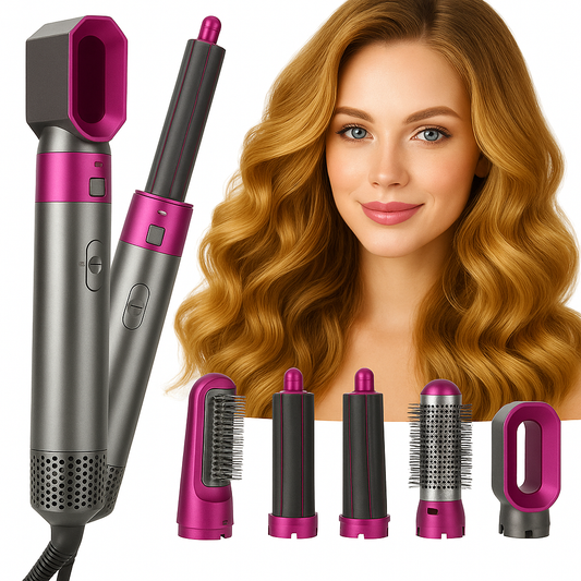 Cepillo Secador 5 en 1 Profesional – Seca, Alisa, Riza y Moldea tu Cabello en Minutos ✨